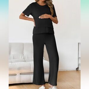 Maternity nursing friendly lounge set, black - medium